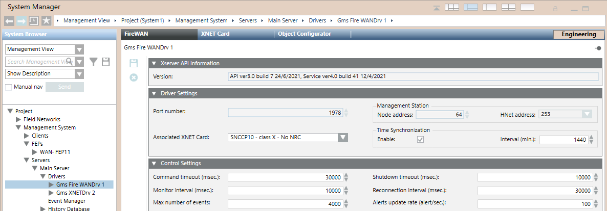 Fire WAN Driver Settings